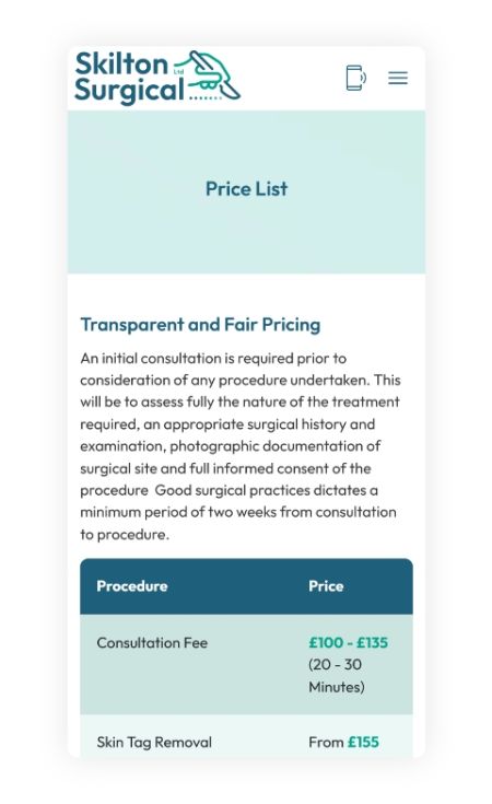 Skilton Surgical Mobile Website 1