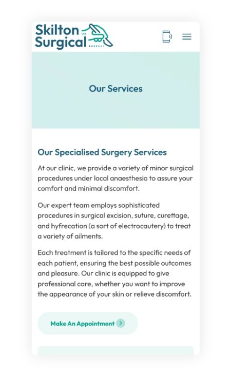 Skilton Surgical Mobile Website 3