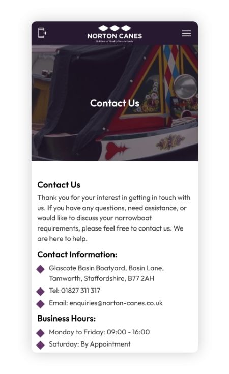 Norton Canes Mobile Website 3