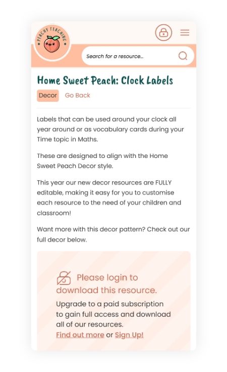 Peachy Teaching Mobile Website 3