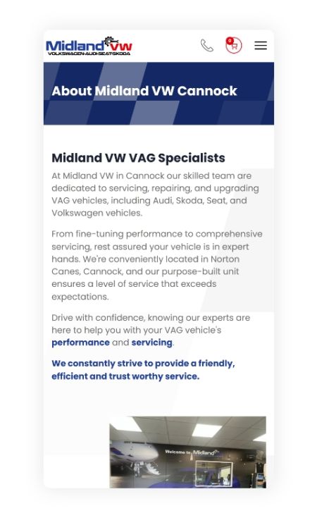Midland VW Mobile Website 3