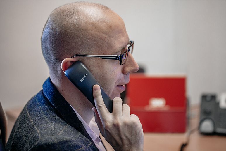 Technical Director at Design 380 on the phone